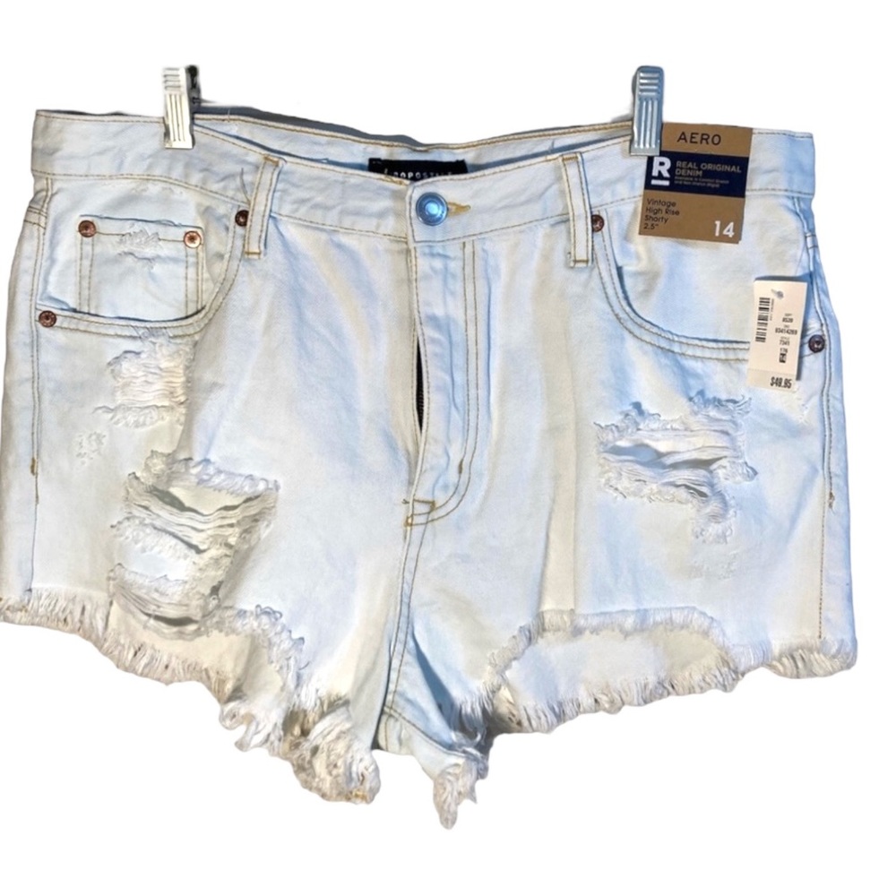 Aeropostale Denim Shorts Hippie Boho Lagenlook High Rise 2.5” Size 14 NWT